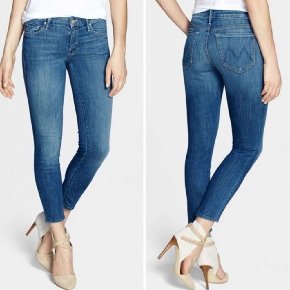 MOTHER Blue Ankle Skinny Jeans